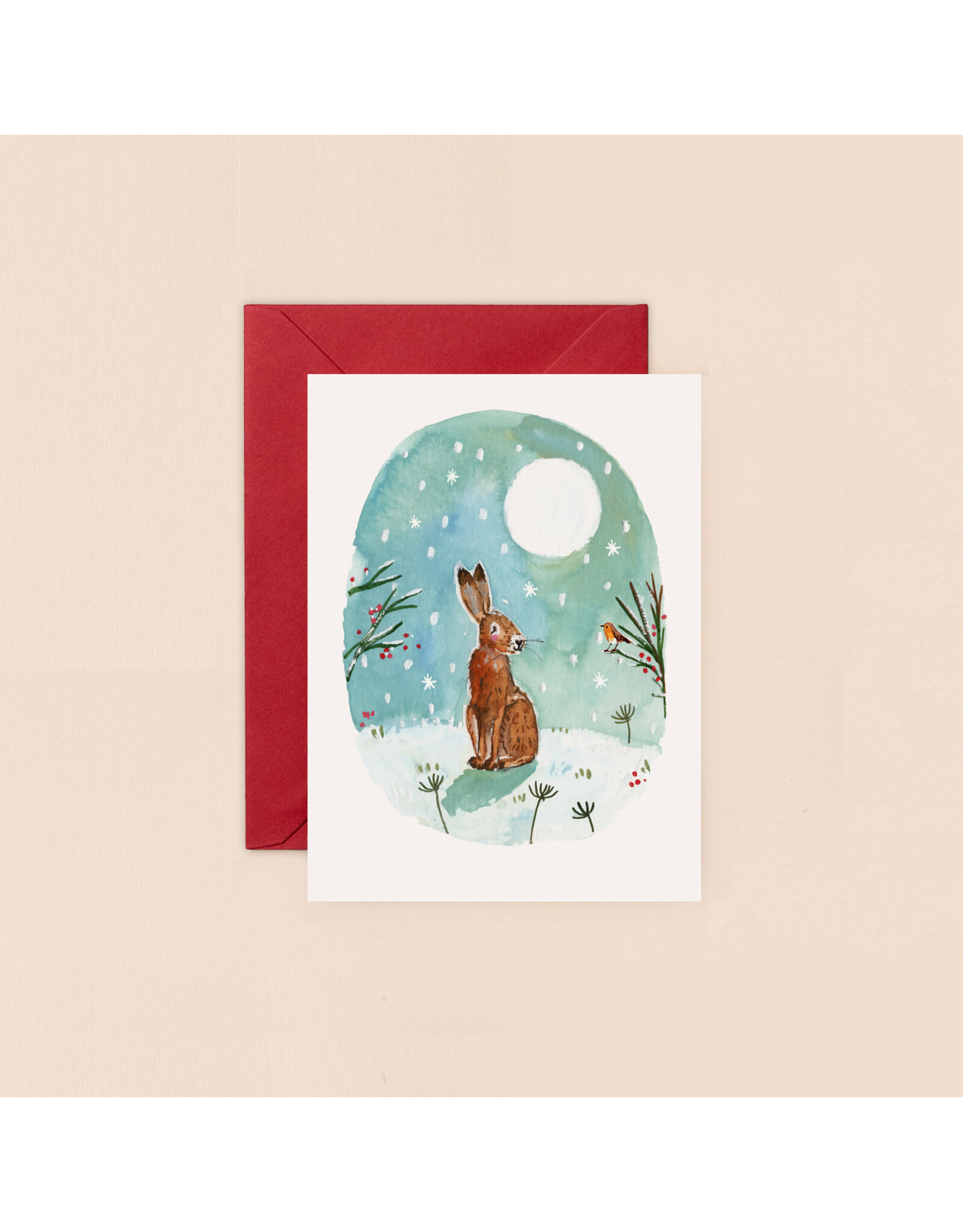 Christmas - Hare And Robin Mini Card