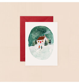 Christmas- Snowy Winter House Mini Card