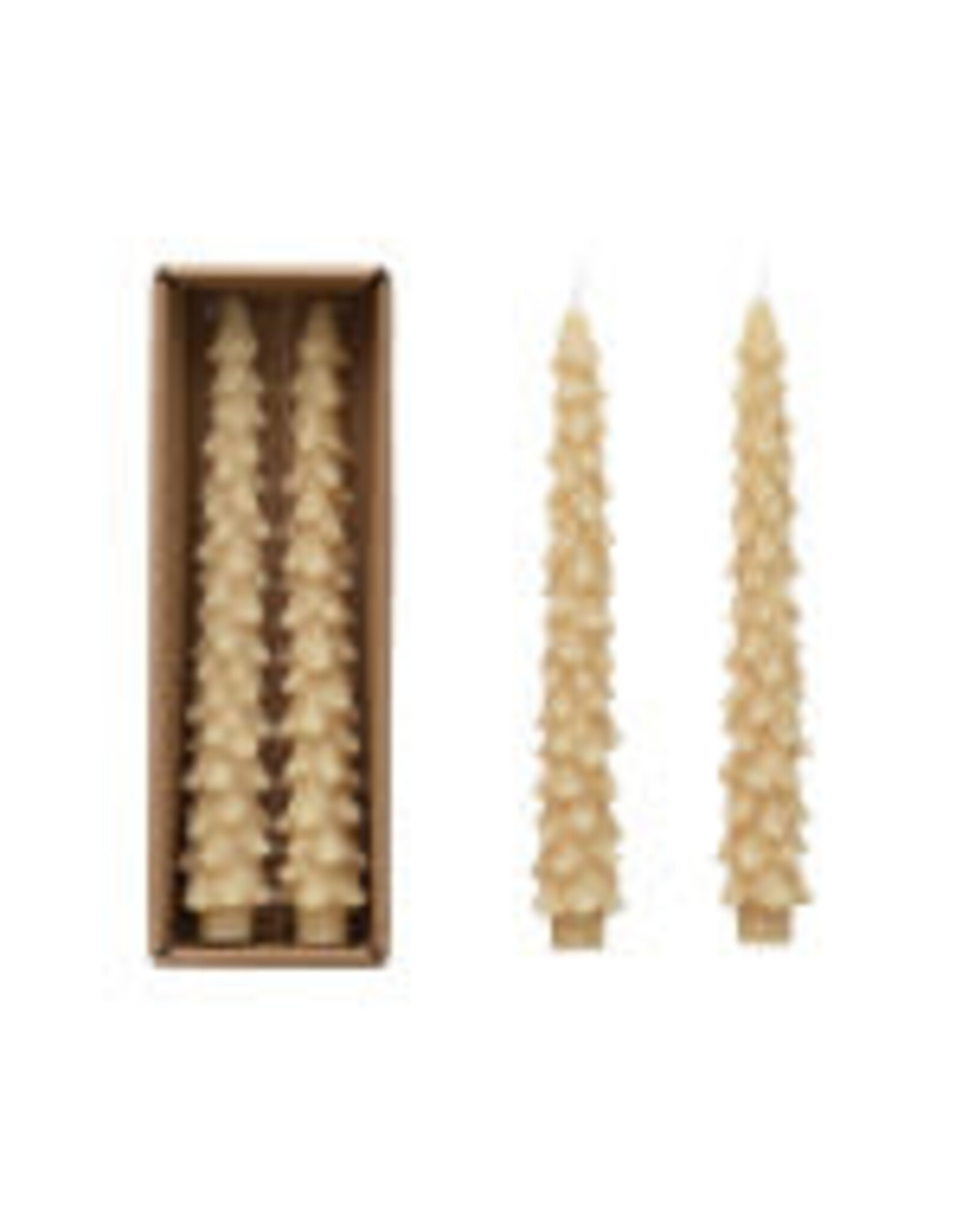 10" H Unscented Tree Shaped Taper Candles in a  Box - Eggnog