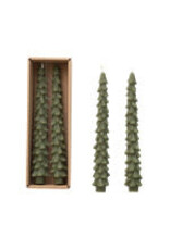 10" H Unscented Tree Shaped Taper  Candles In a Box - Green