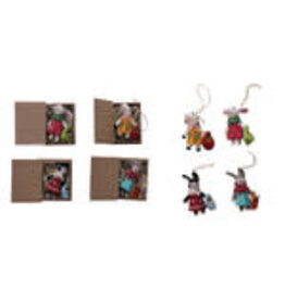 Wool Felt Bunny In Outfit Ornament