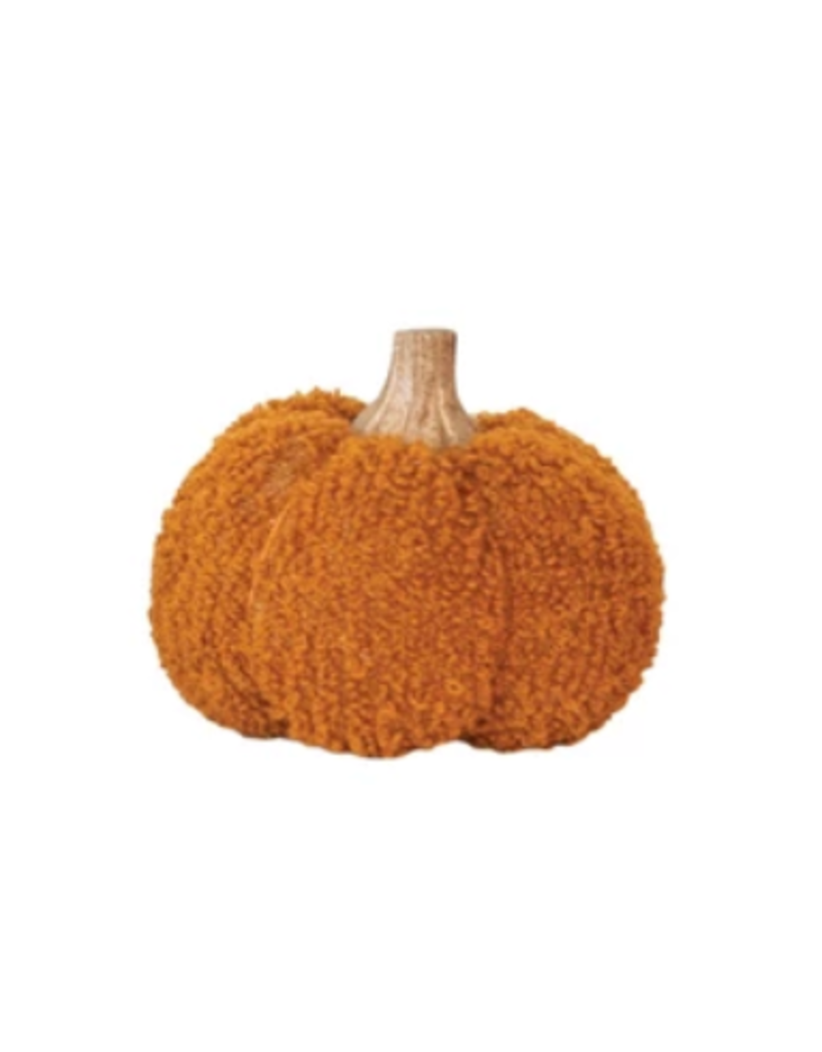 Large  4" H Bouclé/Velvet Pumpkin -