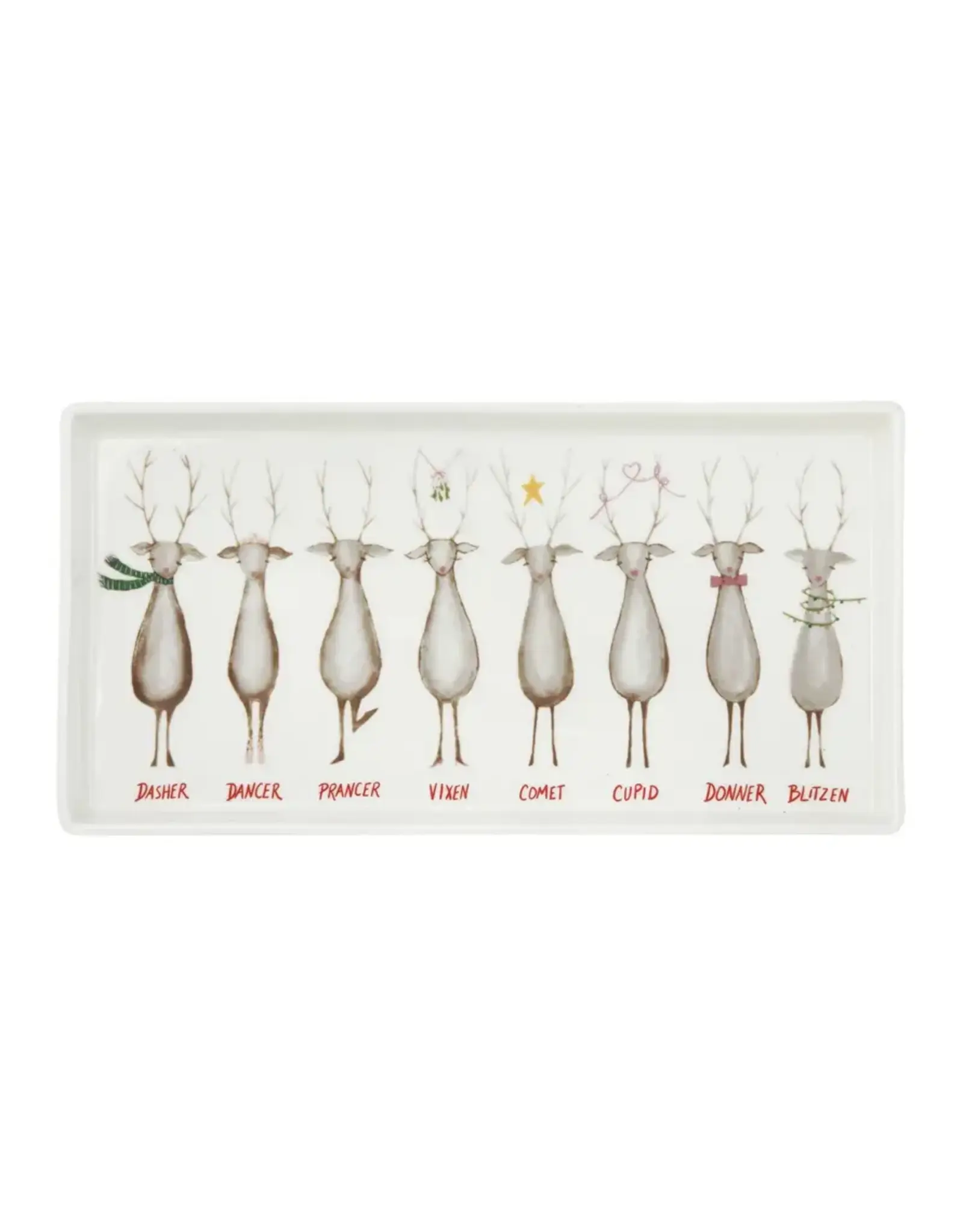 Stoneware Platter with Santa's Reindeer