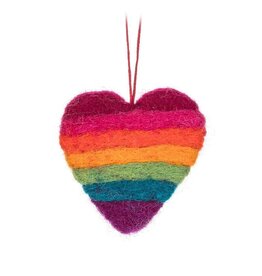 Mini Felt Rainbow Heart Ornament