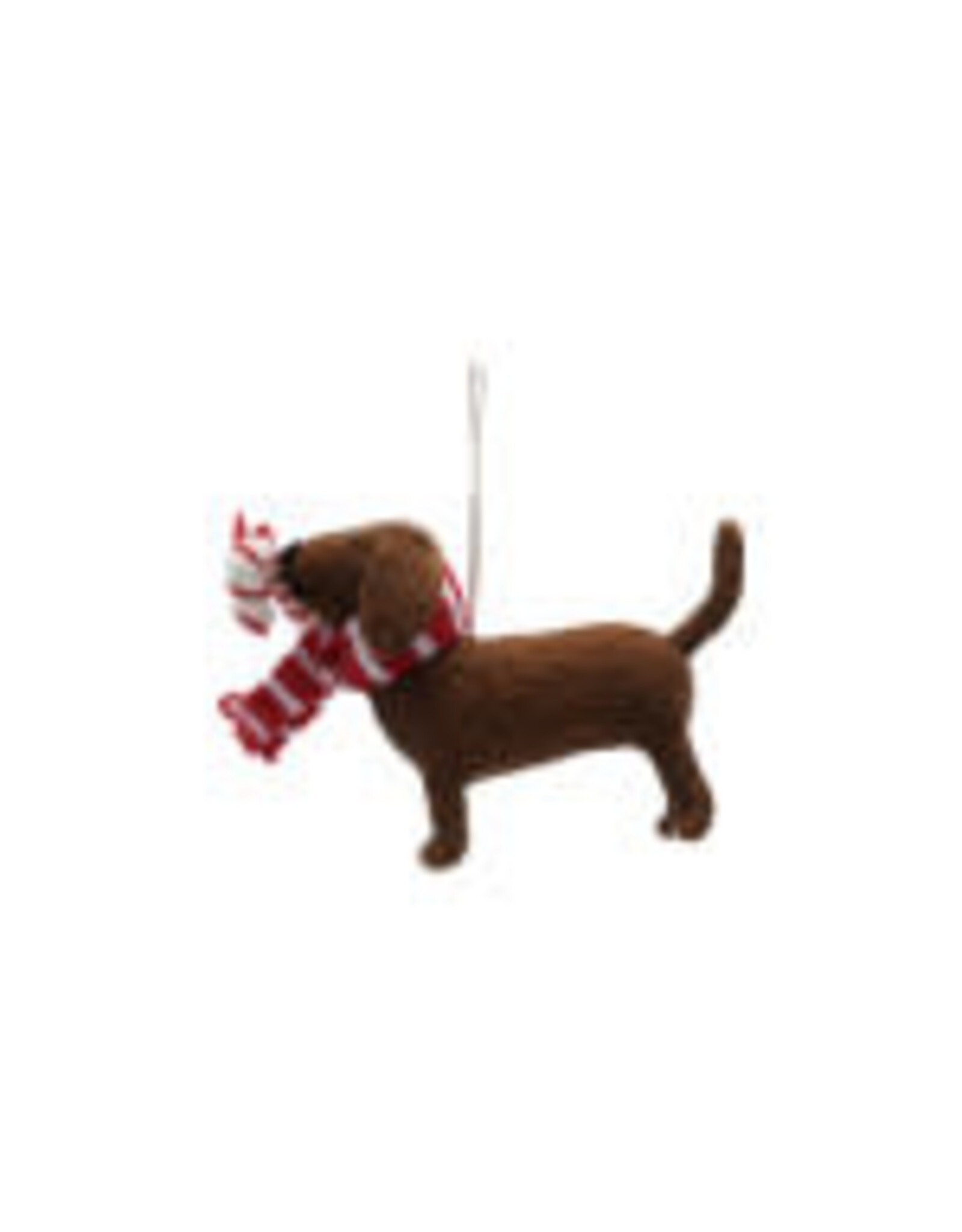 Felt Dog Ornament w/ Striped Scarf