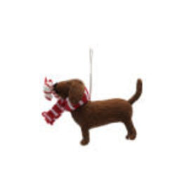 Felt Dog Ornament w/ Striped Scarf