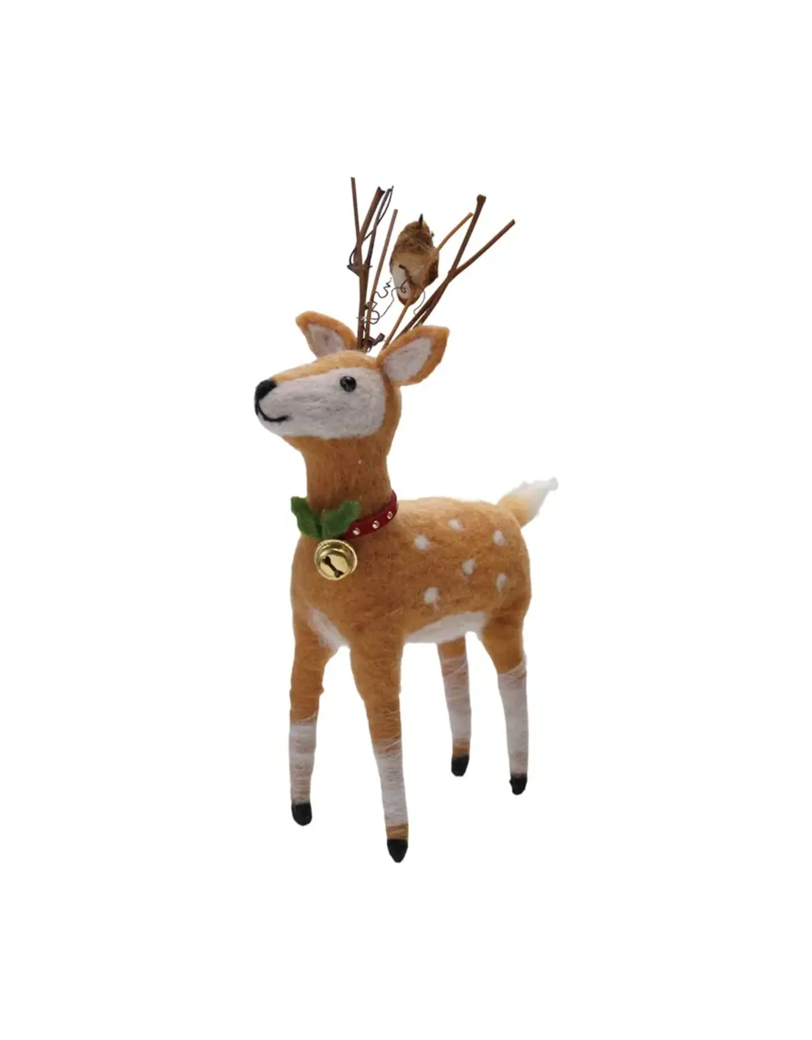Felt Deer with Bird & Jingle Bell Collar