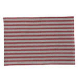 Woven Cotton Striped Placemat Red & Natural