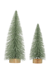 Plastic Bottle Brush Tree w/ Silver & Wood Base -
