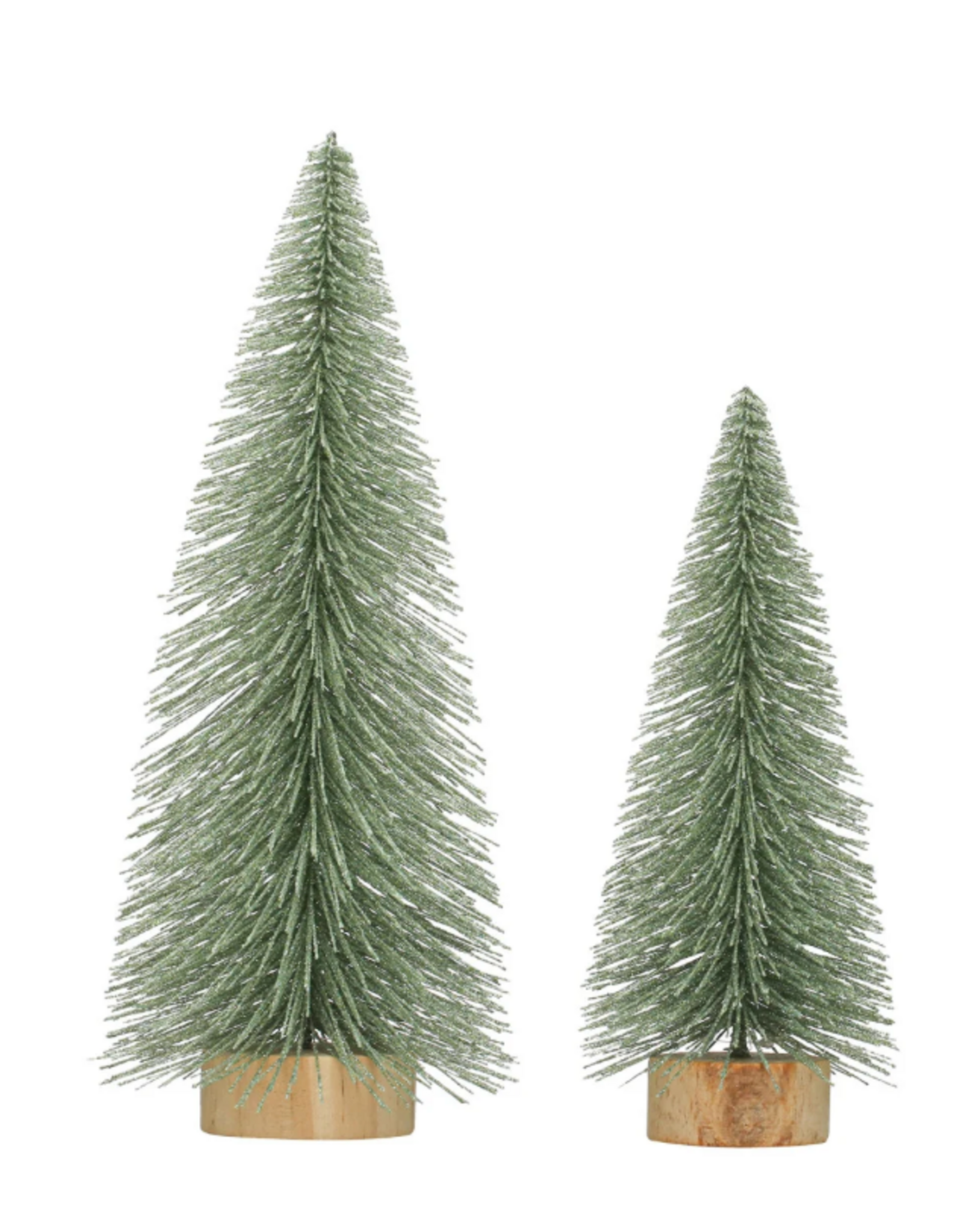 Bottle Brush Tree w/ Silver & Wood Base -
