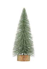 Bottle Brush Tree w/ Silver & Wood Base -