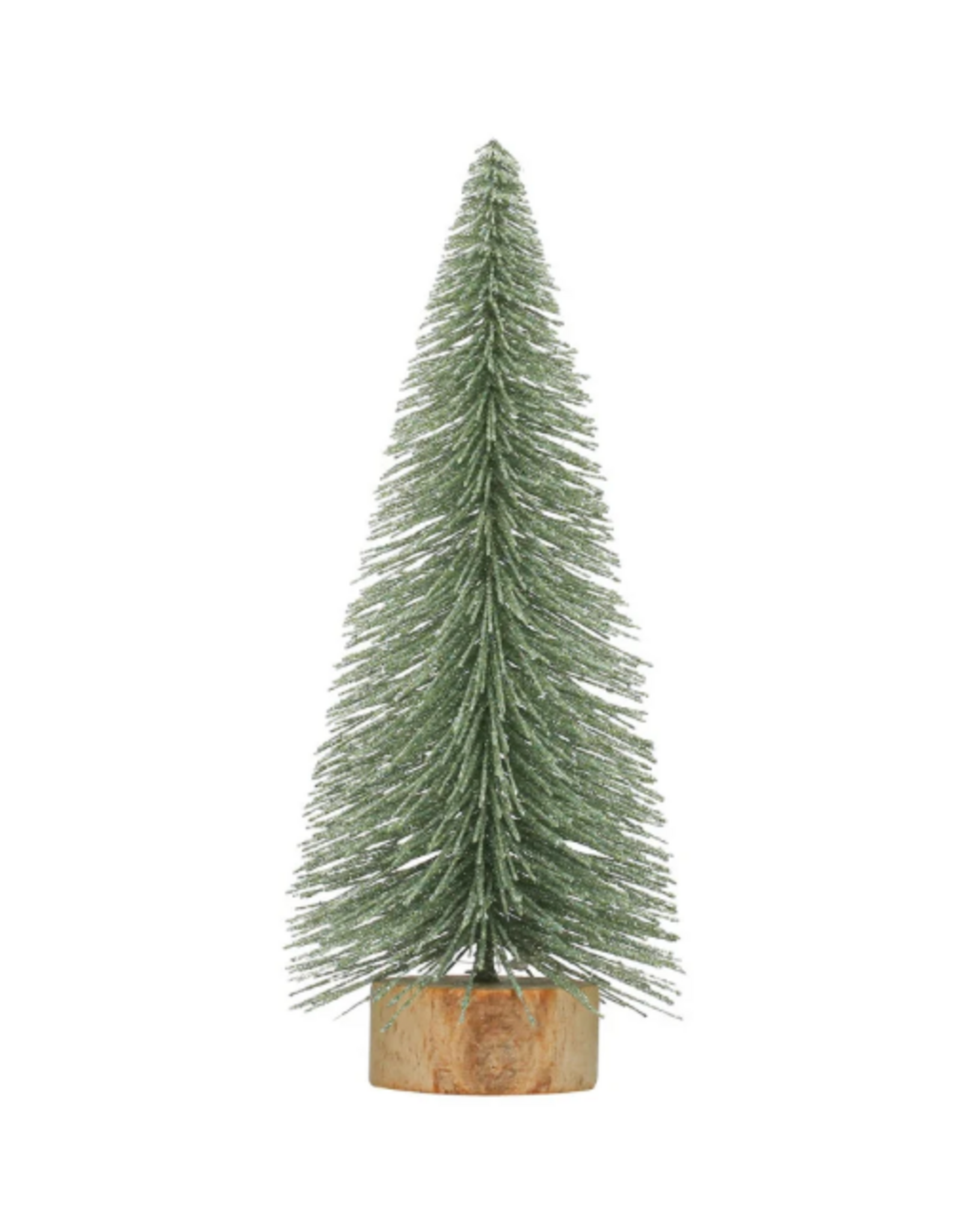 Bottle Brush Tree w/ Silver & Wood Base -