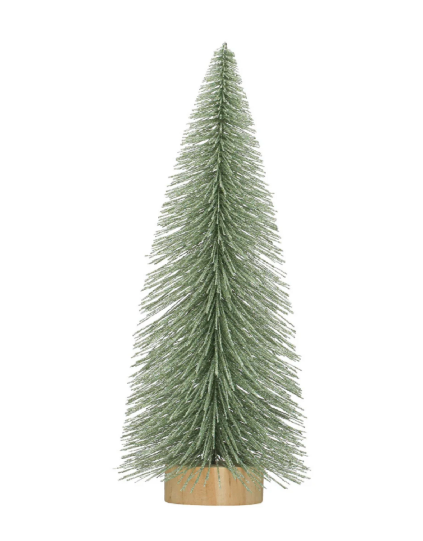 Bottle Brush Tree w/ Silver & Wood Base -
