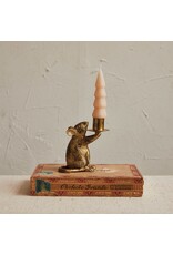 Aluminum Mouse Taper Holder, Antique Gold Finish