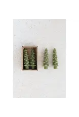 4 3/4" Unscented Tree Shaped Taper Candles, Set/2 - Green
