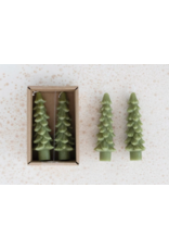 4 3/4" Unscented Tree Shaped Taper Candles, Set/2 - Green