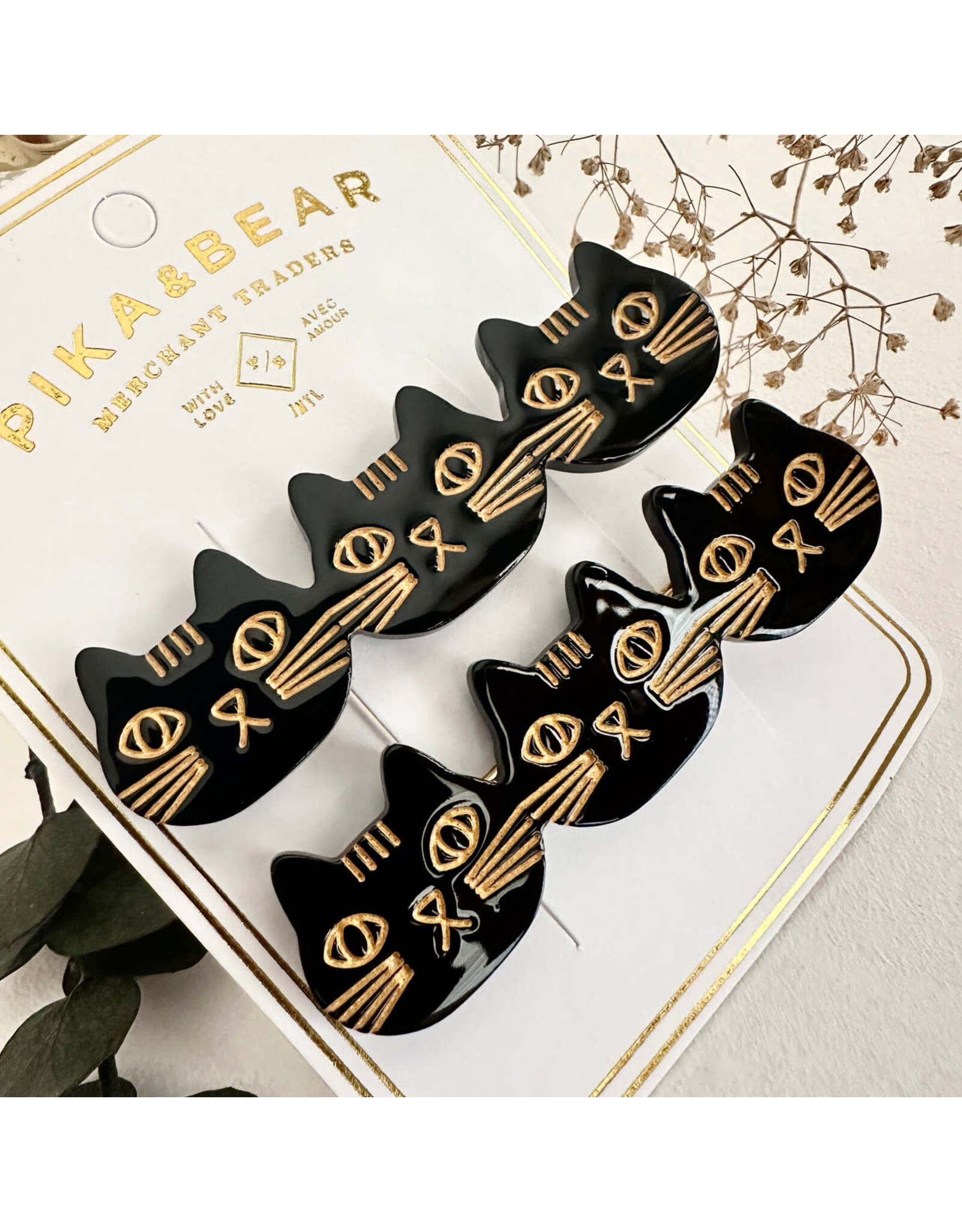 Pika & Bear Triple Trouble Cat Face Hair Clip