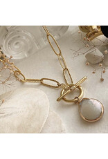 Pika & Bear Montenegro Textured Paperclip Chain Necklace With Pearl Pendant