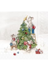 Mice At Work - Lt Gry - Luncheon Paper Napkin