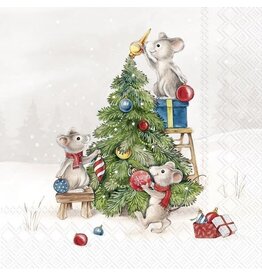 Mice At Work - Lt Gry - Luncheon Paper Napkin