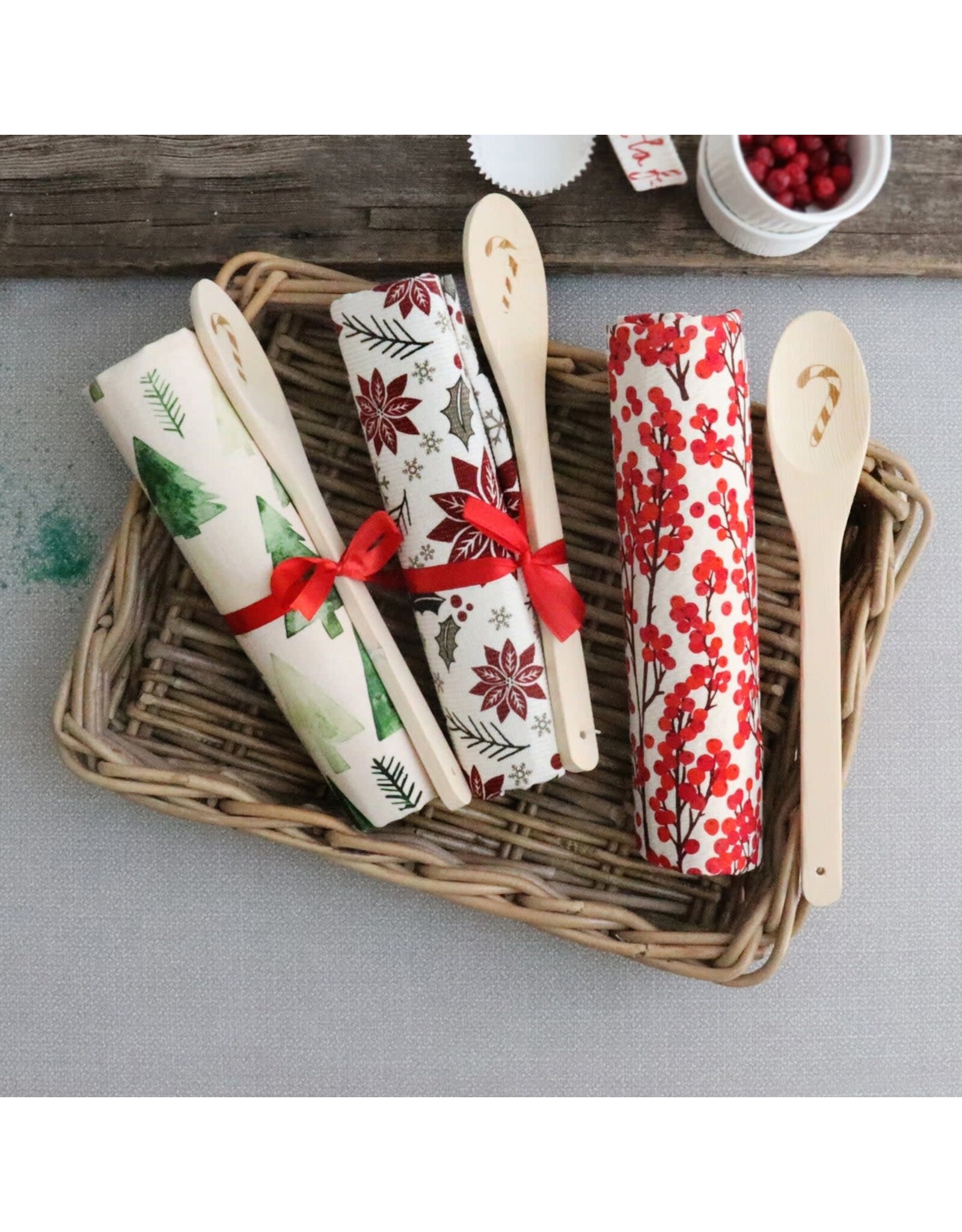 Tea Towel And Wooden Spoon Set -