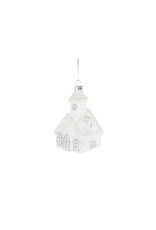 Snow Topped House Glass Ornament