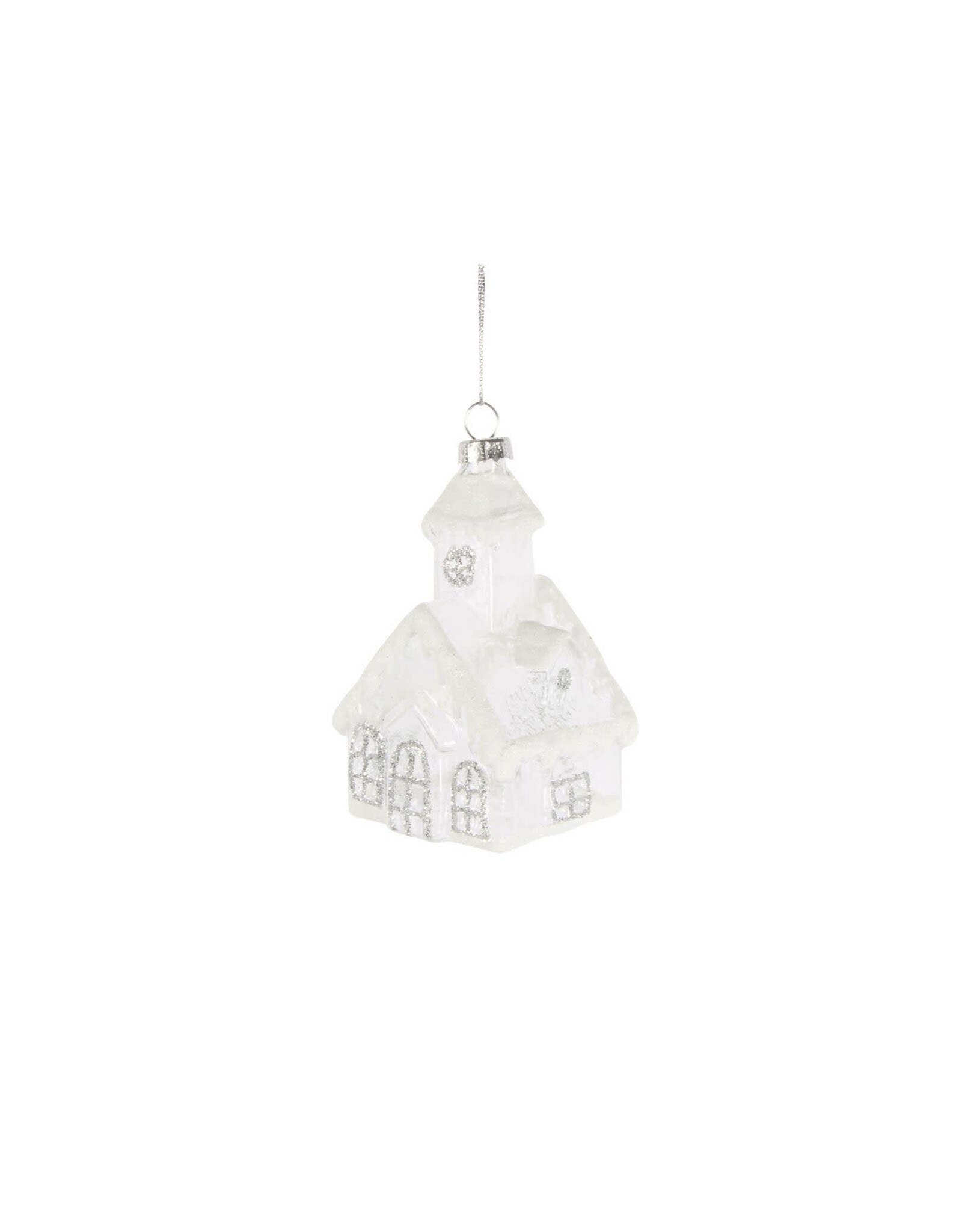 Snow Topped House Glass Ornament