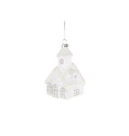 Snow Topped House Glass Ornament