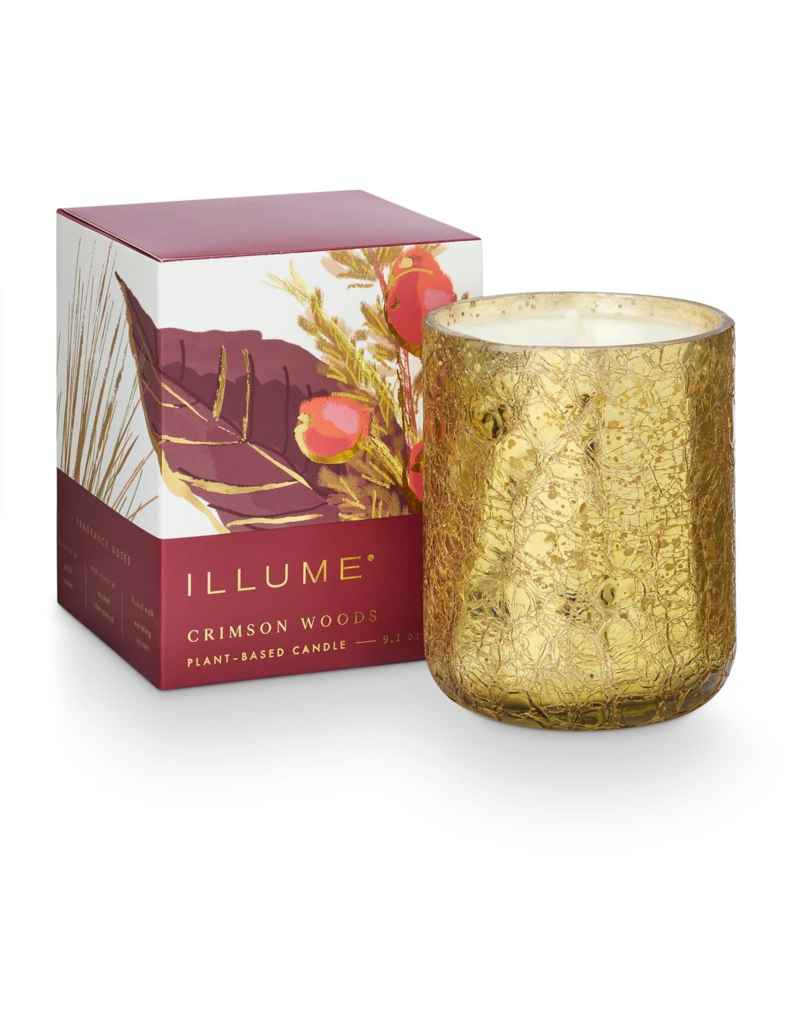 Illume Crimson Woods Small Boxed Crackle Glass Candle