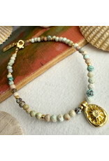 Pika & Bear "Hanalei" Natural Stone & Sun Charm Bracelet -