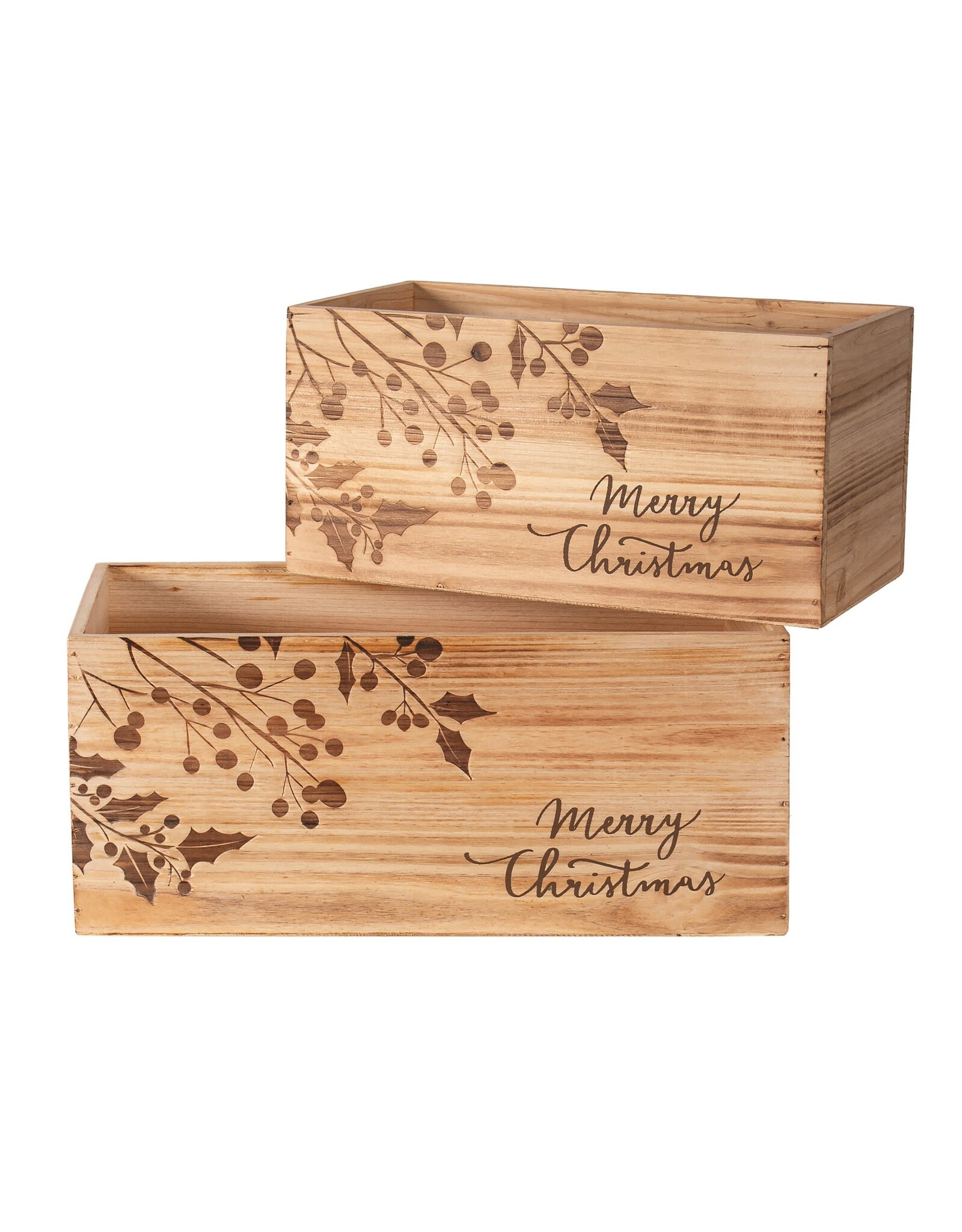 Rectangular Wood Planters - Holly&Berries -