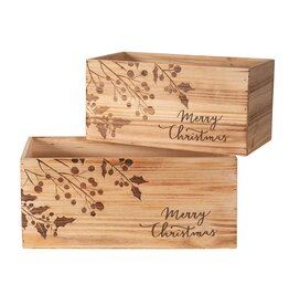 Rectangular Wood Planters - Holly&Berries -