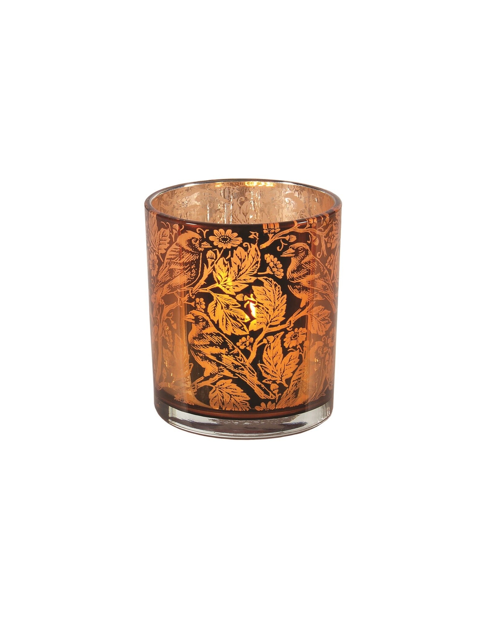 Glass Votive Holder - Copper Botanical - Small