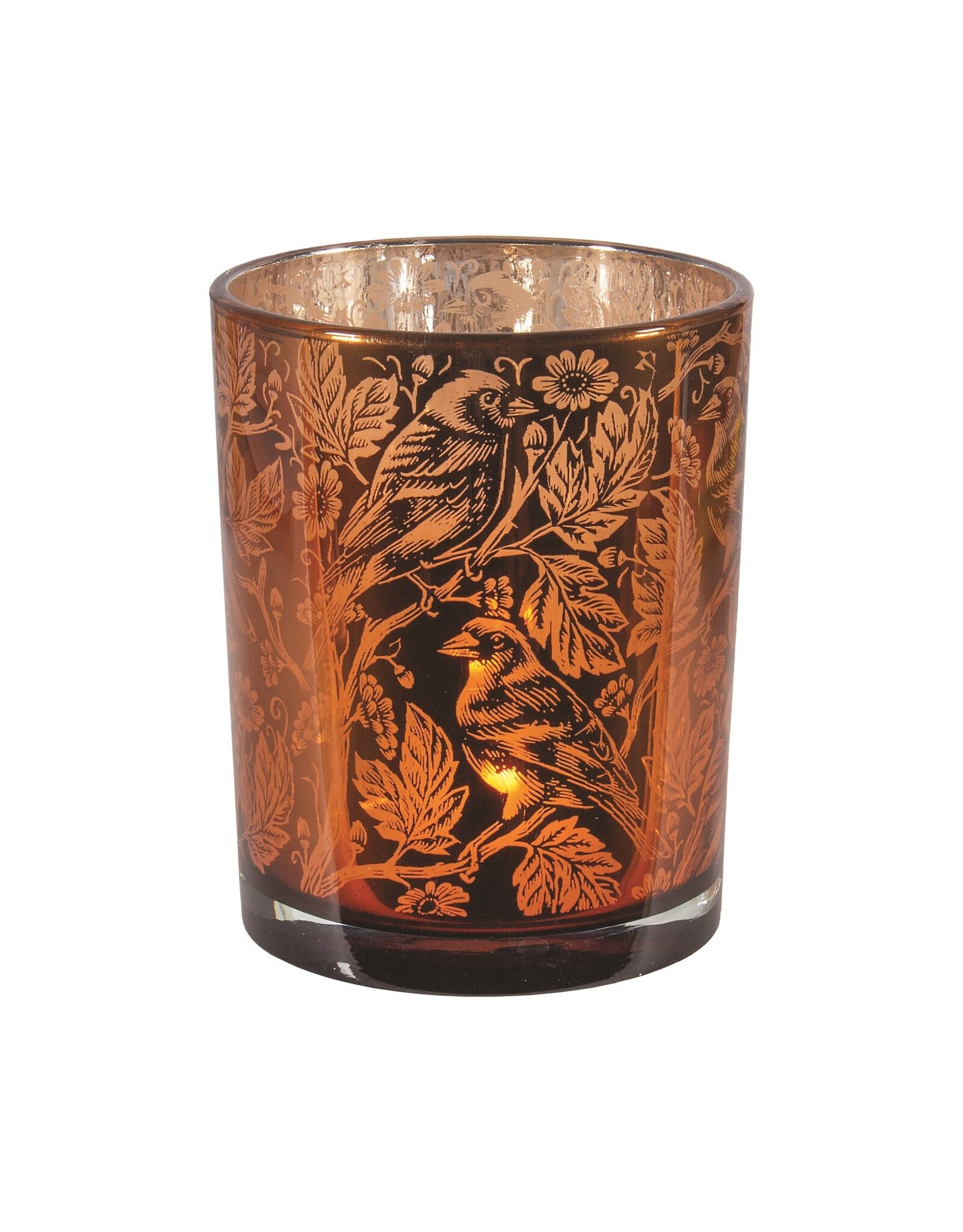 Glass Votive Holder - Copper Botanical - Large