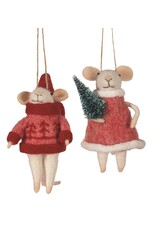 Felt Mice in Red Sweater/Dress -