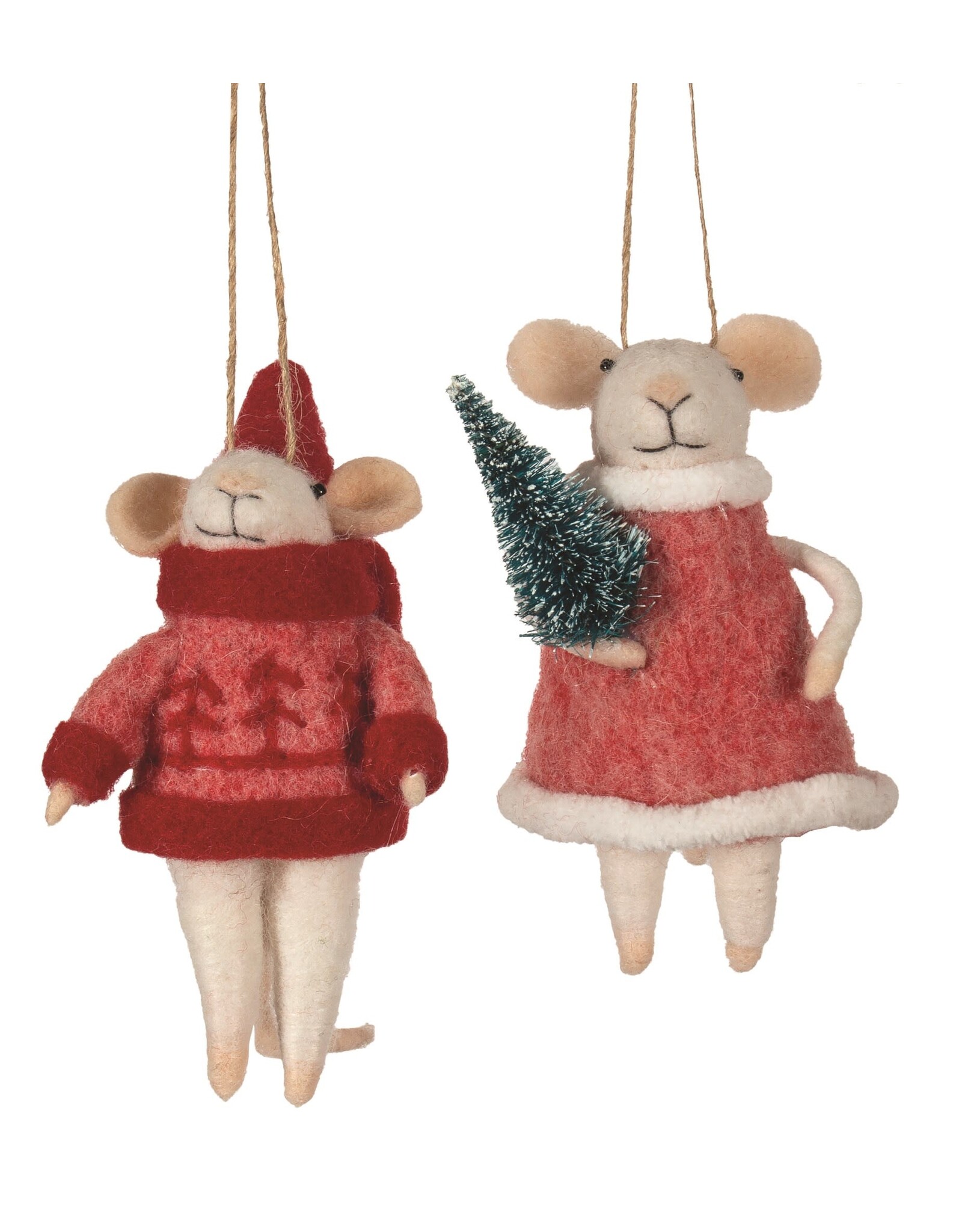 Felt Mice in Red Sweater/Dress -