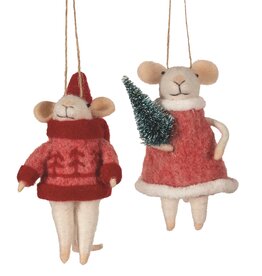 Felt Mice in Red Sweater/Dress -