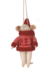 Felt Mice in Red Sweater/Dress -
