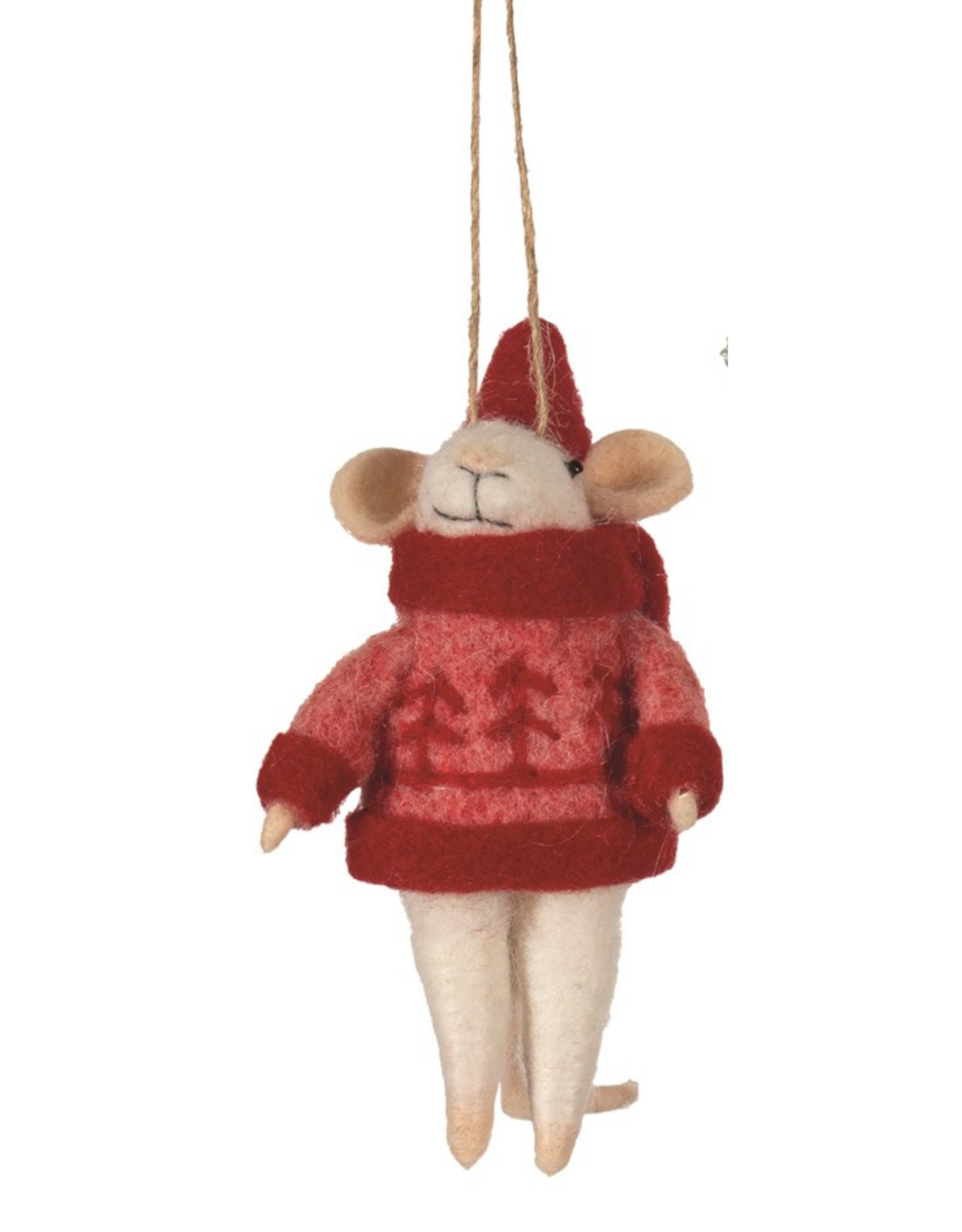 Felt Mice in Red Sweater/Dress -