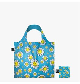 Loqi Packable Tote -  Smiley Flowers Blue