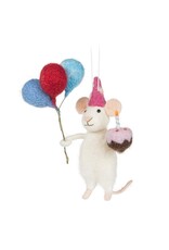 Birthday Mouse with Balloons & Cake