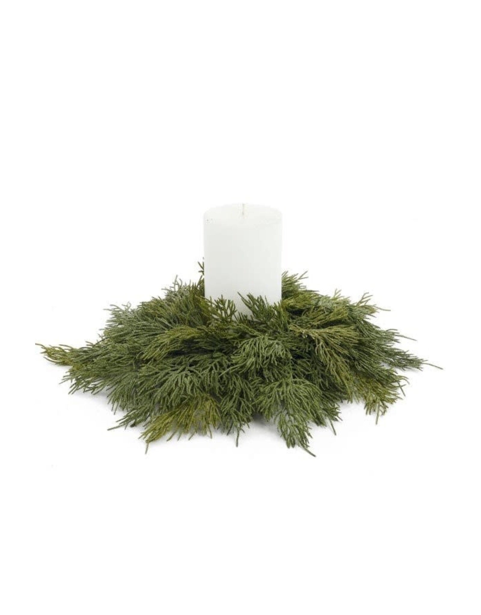 Pillar Candle Cedar Wreath