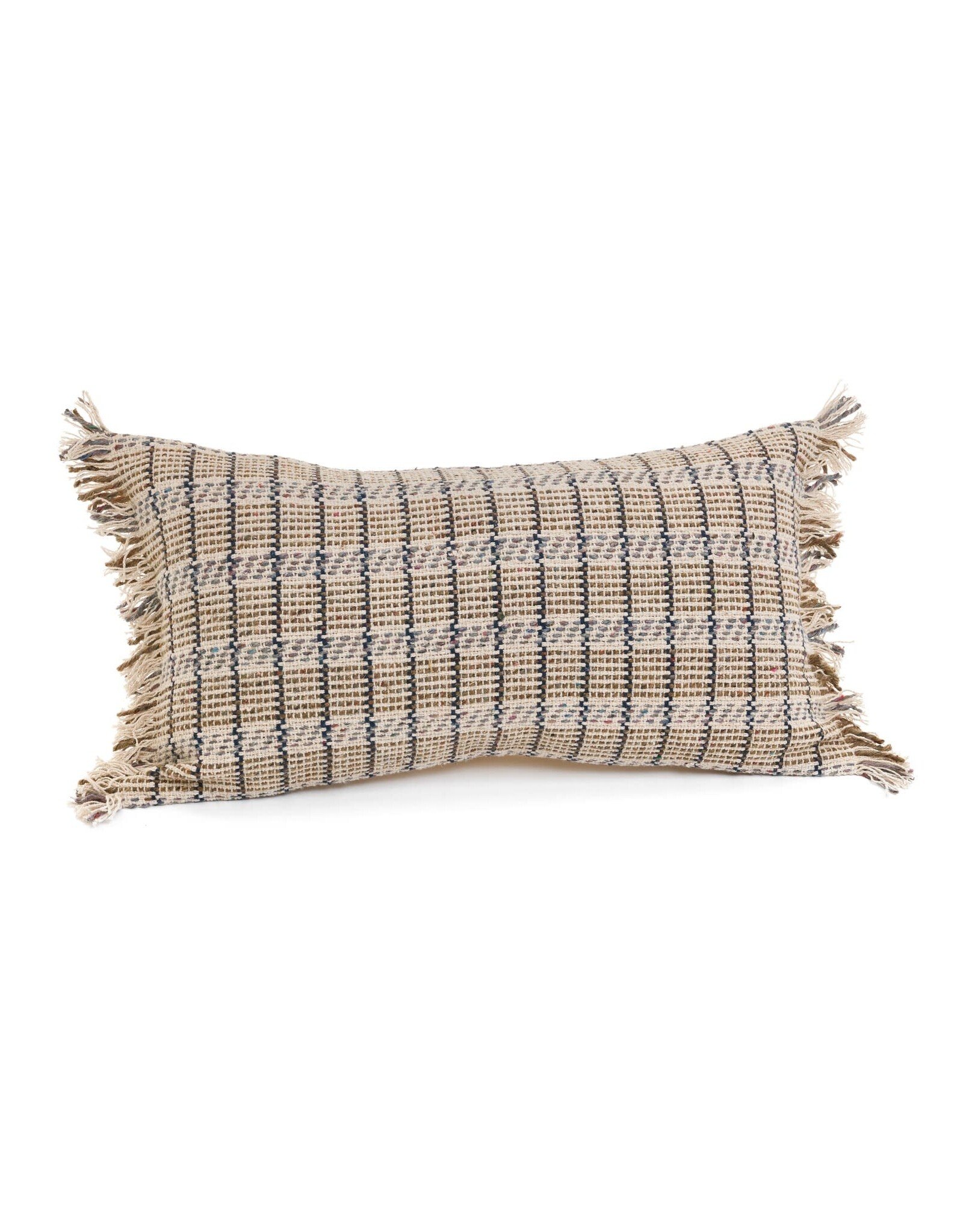 Woven Tan And Blue Pillow