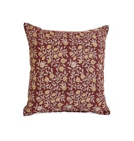 Floral Block Printed Pillow - Bordeaux