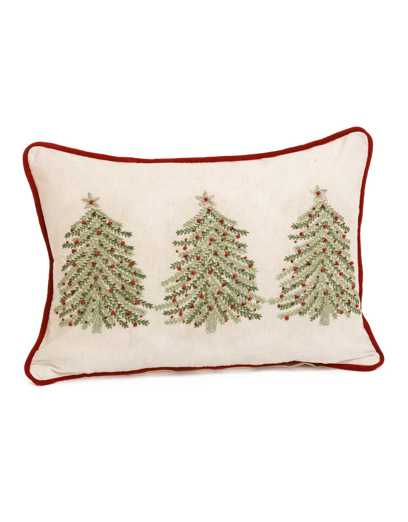 Embroidered Trees & Beads Pillow