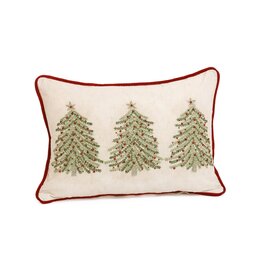 Embroidered Trees & Beads Pillow