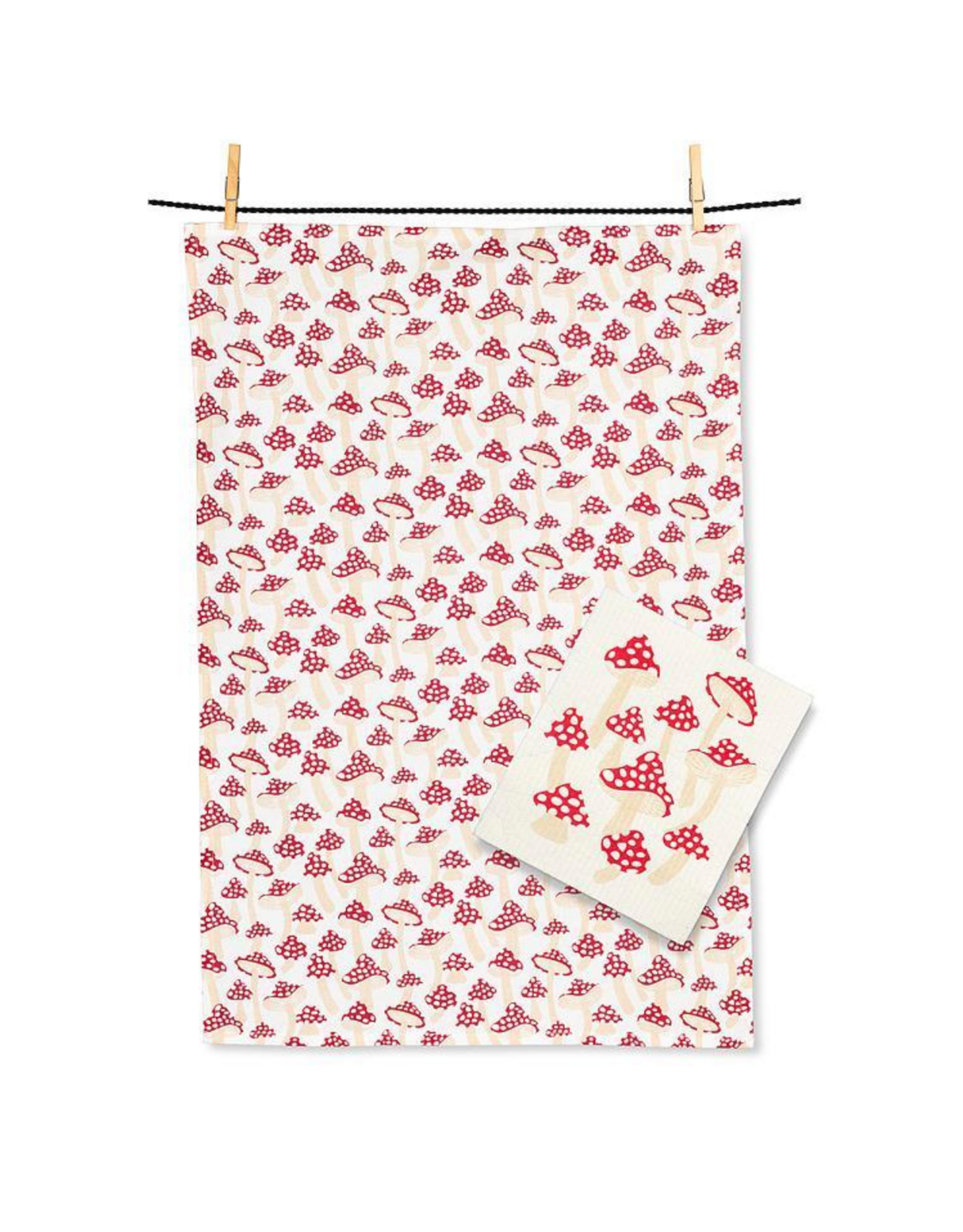 Mushrooms Dishcloth & Kitchen Towel Set