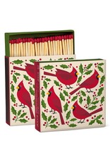 Cardinals & Holly Square Match Box