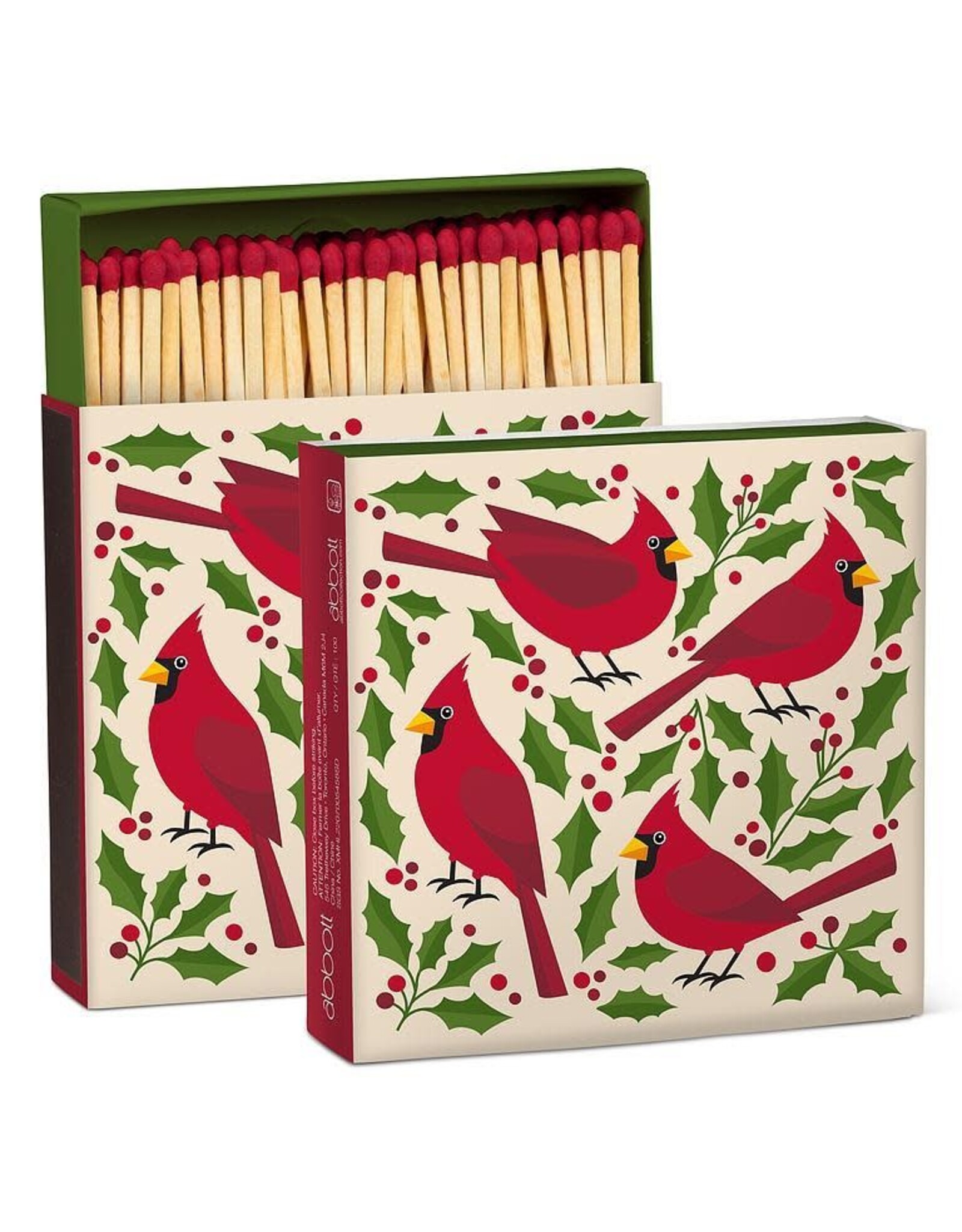Cardinals & Holly Square Match Box