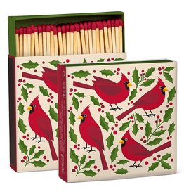 Cardinals & Holly Square Match Box